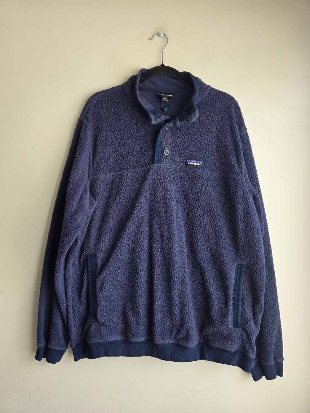Patagonia Men's Shearling Button Fleece Pullover Navy XXL - Picture 3 of 15